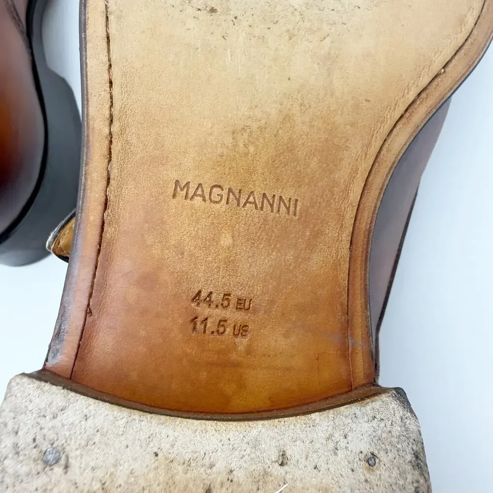 Magnanni Mens Marco ll Dress Monk Shoes US 11.5 Brown Leather EUC